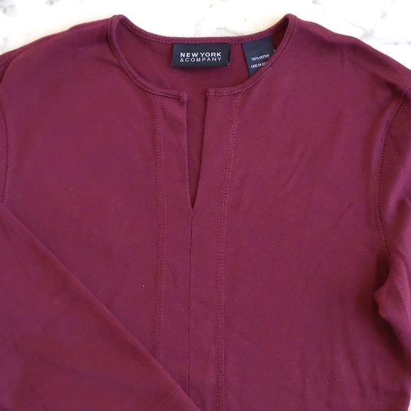 NWOT. New York & Company 100% Cotton Knit Top w/4" front opening and 3/4 sleeve. - Picture 5 of 5